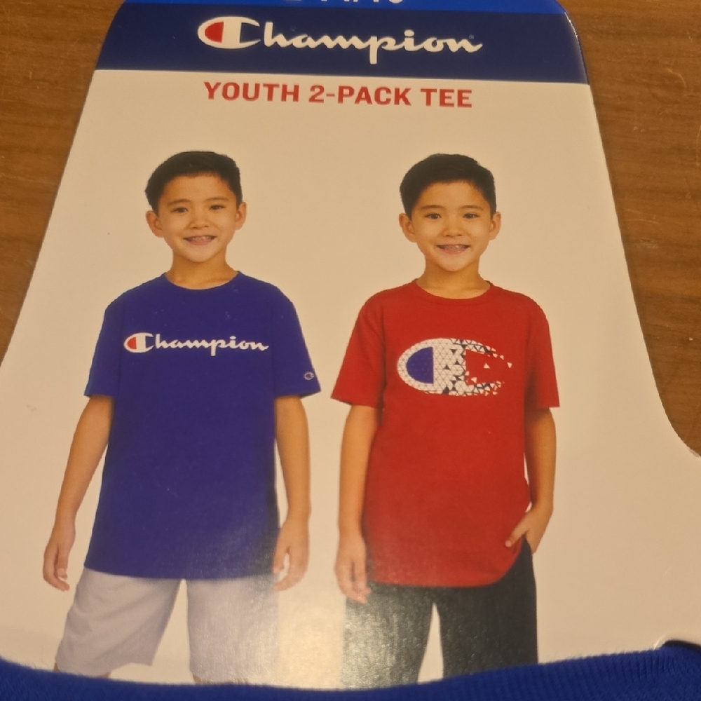 Champion Boys T Shirts 2 Pack - Red And Blue Size L 14/16